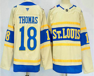 Men's St Louis Blues #18 Robert Thomas Cream 2024 Winter Classic Stitched Jersey