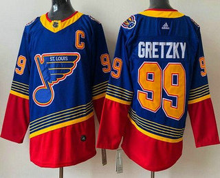 Men's St Louis Blues #99 Wayne Gretzky Blue Red Third Stitched NHL Jersey