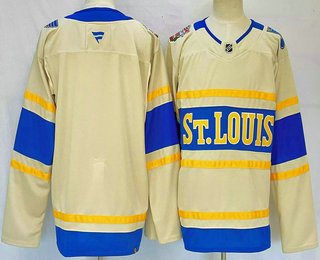 Men's St Louis Blues Blank Cream 2024 Winter Classic Stitched Jersey