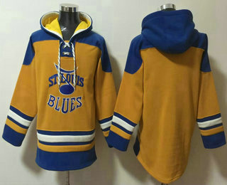 Men's St Louis Blues Blank Yellow Ageless Must Have Lace Up Pullover Hoodie