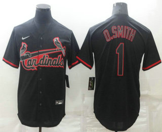 Men's St Louis Cardinals #1 Ozzie Smith Lights Out Black Fashion Stitched MLB Cool Base Nike Jersey