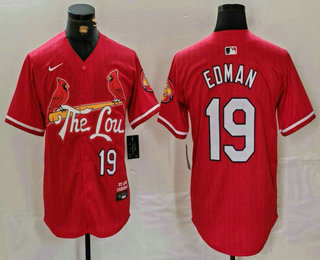 Men's St Louis Cardinals #19 Tommy Edman Red 2024 City Connect Stitched Baseball Jersey