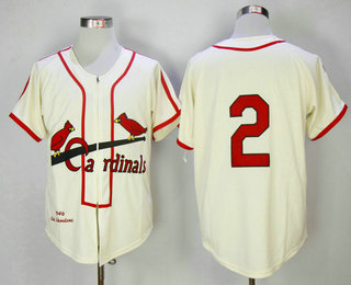 Men's St.Louis Cardinals #2 Red Schoendiens Cream Throwback 1946 Cooperstown Collection Stitched MLB Mitchell & Ness Jersey