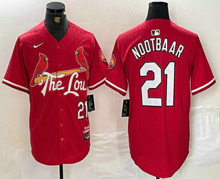 Men's St Louis Cardinals #21 Lars Nootbaar Red 2024 City Connect Limited Stitched Jersey