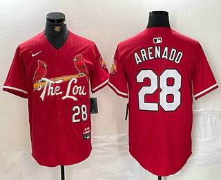 Men's St Louis Cardinals #28 Nolan Arenado Red 2024 City Connect Limited Stitched Jersey