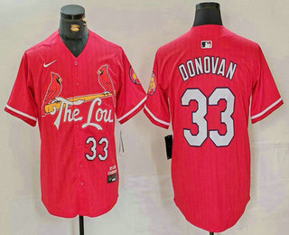 Men's St Louis Cardinals #33 Brendan Donovan Red 2024 City Connect Limited Stitched Baseball Jersey