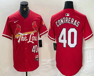 Men's St Louis Cardinals #40 Willson Contreras Red 2024 City Connect Limited Stitched Jersey