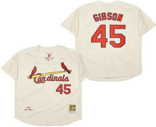 Men's St Louis Cardinals #45 Bob Gibson Cream 1964 Throwback Jersey