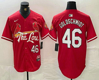 Men's St Louis Cardinals #46 Paul Goldschmidt Red 2024 City Connect Limited Stitched Jersey