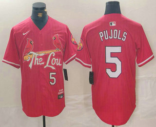 Men's St Louis Cardinals #5 Albert Pujols Red 2024 City Connect Limited Stitched Jersey