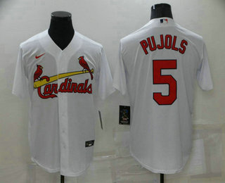 Men's St Louis Cardinals #5 Albert Pujols White Stitched MLB Cool Base Nike Jersey