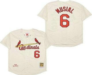 Men's St Louis Cardinals #6 Stan Musial Cream 1963 Throwback Jersey