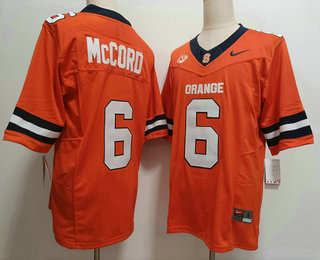 Men's Syracuse Orange #6 Kyle McCord Orange FUSE College Football Jersey