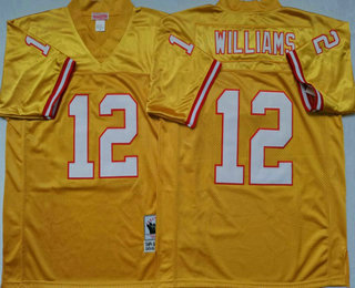 Men's Tampa Bay Buccaneers #12 Doug Williams Yellow Throwback Jersey by Mitchell & Ness