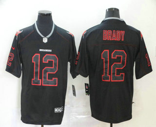 Men's Tampa Bay Buccaneers #12 Tom Brady 2020 Black Lights Out Color Rush Stitched NFL Nike Limited Jersey