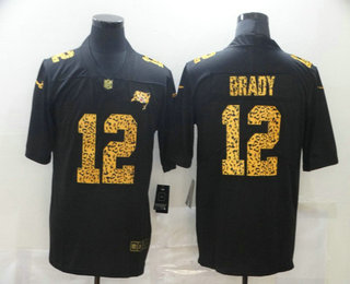 Men's Tampa Bay Buccaneers #12 Tom Brady Black 2020 Nike Flocked Leopard Print Vapor Limited NFL Jersey