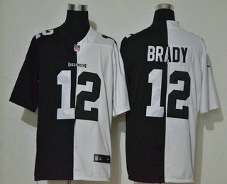 Men's Tampa Bay Buccaneers #12 Tom Brady Black White Peaceful Coexisting 2020 Vapor Untouchable Stitched NFL Nike Limited Jersey