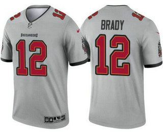 Men's Tampa Bay Buccaneers #12 Tom Brady Limited Gray Inverted Vapor Jersey