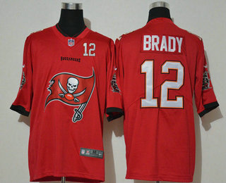 Men's Tampa Bay Buccaneers #12 Tom Brady Red 2020 Big Logo Number Vapor Untouchable Stitched NFL Nike Fashion Limited Jersey