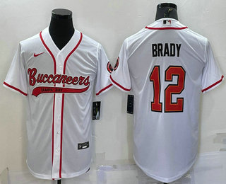 Men's Tampa Bay Buccaneers #12 Tom Brady White Cool Base Stitched Baseball Jersey