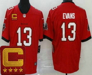 Men's Tampa Bay Buccaneers #13 Mike Evans Limited Red 2022 Captain Patch Vapor Jersey