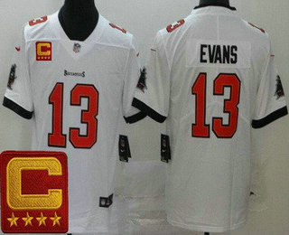 Men's Tampa Bay Buccaneers #13 Mike Evans Limited White 2022 Captain Patch Vapor Jersey