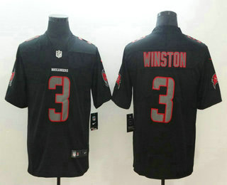 Men's Tampa Bay Buccaneers #3 Jameis Winston Black 2018 Fashion Impact Black Color Rush Stitched NFL Nike Limited Jersey