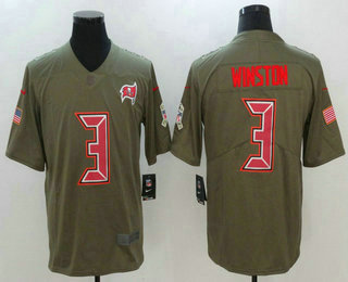 Men's Tampa Bay Buccaneers #3 Jameis Winston Olive 2017 Salute To Service Stitched NFL Nike Limited Jersey