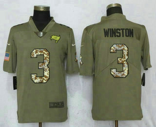 Men's Tampa Bay Buccaneers #3 Jameis Winston Olive With Camo 2017 Salute To Service Stitched NFL Nike Limited Jersey