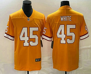 Men's Tampa Bay Buccaneers #45 Devin White Yellow Limited Stitched Throwback Jersey