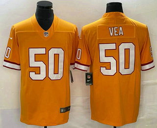 Men's Tampa Bay Buccaneers #50 Vita Vea Yellow Limited Stitched Throwback Jersey