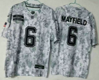 Men's Tampa Bay Buccaneers #6 Baker Mayfield Arctic Camo 2024 FUSE Salute to Service Limited Stitched Jersey