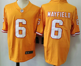 Men's Tampa Bay Buccaneers #6 Baker Mayfield Orange Limited Stitched Throwback Jersey