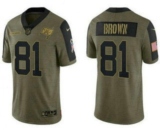 Men's Tampa Bay Buccaneers #81 Antonio Brown Limited Olive 2021 Salute To Service Jersey