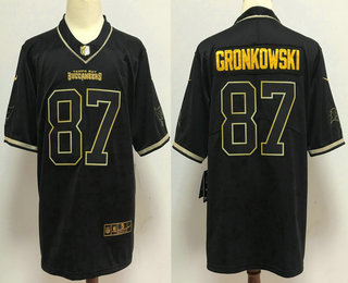 Men's Tampa Bay Buccaneers #87 Rob Gronkowski Black 100th Season Golden Edition Jersey