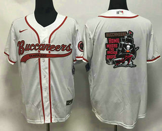 Men's Tampa Bay Buccaneers White Team Big Logo With Patch Cool Base Stitched Baseball Jersey 03