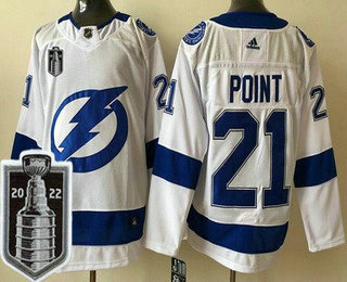 Men's Tampa Bay Lightning #21 Brayden Point White 2022 Stanley Cup Stitched Jersey