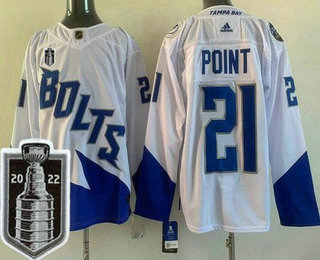 Men's Tampa Bay Lightning #21 Brayden Point White Stadium Series 2022 Stanley Cup Stitched Jersey