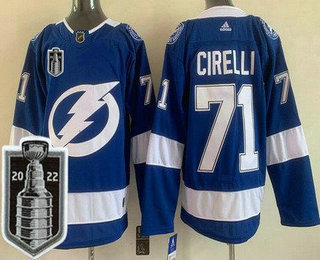 Men's Tampa Bay Lightning #71 Anthony Cirelli Blue 2022 Stanley Cup Stitched Jersey