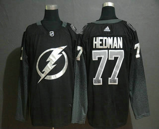 Men's Tampa Bay Lightning #77 Victor Hedman Black Drift Fashion Adidas Stitched NHL Jersey