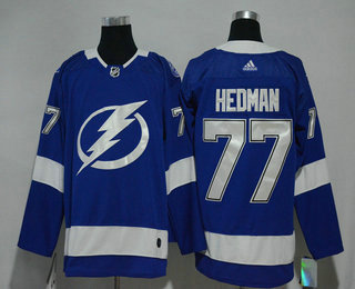 Men's Tampa Bay Lightning #77 Victor Hedman Light Blue 2017-2018 Hockey Adidas Stitched NHL Jersey