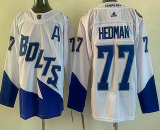 Men's Tampa Bay Lightning #77 Victor Hedman White 2022 Stadium Series Stitched Jersey