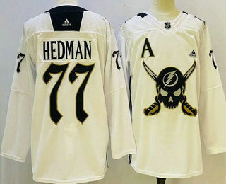 Men's Tampa Bay Lightning #77 Victor Hedman White Alternate Authentic Jersey