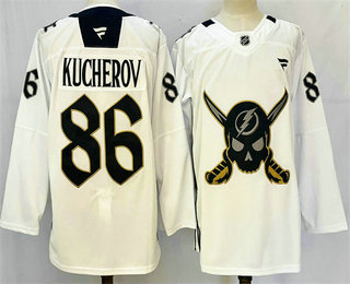 Men's Tampa Bay Lightning #86 Nikita Kucherov 2024 White Stitched Jersey