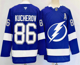 Men's Tampa Bay Lightning #86 Nikita Kucherov 2025 Blue Stitched Jersey