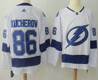 Men's Tampa Bay Lightning #86 Nikita Kucherov White 2017-2018 Hockey Adidas Stitched NHL Jersey