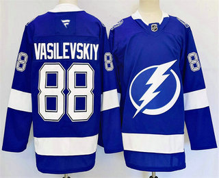 Men's Tampa Bay Lightning #88 Andrei Vasilevskiy 2025 Blue Stitched Jersey