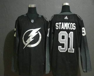 Men's Tampa Bay Lightning #91 Steven Stamkos Black Drift Fashion Adidas Stitched NHL Jersey