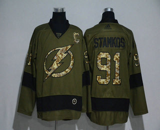 Men's Tampa Bay Lightning #91 Steven Stamkos Green Salute To Service Adidas Stitched NHL Jersey