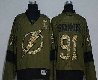 Men's Tampa Bay Lightning #91 Steven Stamkos Green Salute To Service Adidas Stitched NHL Reebok Hockey Jersey